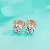 Boucles d'oreilles à tige 1-2ct Moissanite Bowknot plaqué or rose D couleur VVS1 clous d'oreille en diamant en argent sterling 925 avec Gra