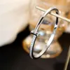 Fashion Luxury Designer Bracelet Ti Co New Narrow Edition Half Diamond Bracelet v Gold Plated 18k Rose Snap Switch T-shaped Women's 7US9