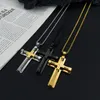 Chains Stainless Steel Sliver Color Gold Plated Cross Delicate Fashion Pendant Necklace Jewelry Gift For Him Man With Chain