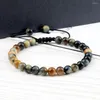 Strand 6MM couleur tigre tressé bracelet femmes perles de pierre naturelle hématite croix prière bracelets yoga guérison bijoux cadeau pour ami