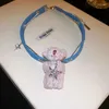 Pendant Necklaces Cute Plush Cartoon Puppy Denim Choker Necklace Autumn And Winter Niche Sweater Clavicle Chain Women