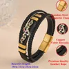 Charm Bracelets High Quality Stainless Steel Magnetic Clasp Bracelet Colorful Zirconia Braided Leather Rope For Man Woman Jewelry Gift