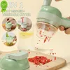 4 In 1 Electric Garlic Cutter Handheld Vegetable Cutter Chili Crusher USB Charging Food Slice Ginger Masher Machine Kitchen Tool