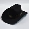 Berets Men's Western Women Cowboy Hat For Gentleman Lady Cowgirl Jazz Vintage Wide Brim Felt Fedora Sombrero Hombre