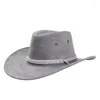 Bérets Chapeau de cowboy en faux suède de mode avec corde coupe-vent Cowgirl All-match