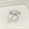 Designer Original TIFFAYS Full Diamond Bow Ring Version Personlig ljus lyxstil liten design ihålig fjärilsmask röd samma