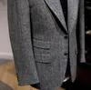 Herenpakken Knap Winter Visgraatjack Causual Tweed Man Blazer 3-delig Herenpak Diner Evning Feestdressing Terno Masculino