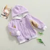 Chaquetas Chaqueta de pana para bebés pequeños Moda Bloque de color de manga larga con cremallera Abrigo con capucha para niñas Niños