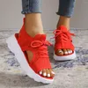 Sandaler Sandal Women Summer 2023 Casual Platform Shoes Thick-Soled Lace-Up Sandalias Open Toe Beach för Zapatos Mujer