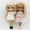 Puppen ICY DBS Blyth Puppe Bjd Neoblond goldenes Champagnerhaar glattes Haar gebräunte Haut glänzendes Gesicht dunkle Haut Gelenkkörper Anime Mädchen Geschenk 230426