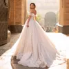 Novo elegante vintage uma linha vestidos de casamento de renda sexy fora do ombro renda borboleta apliques vestidos de noiva plus size trem de varredura plus size boho praia vestido de novia