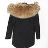 Pele masculina do falso homem parka inverno elegante jaqueta longa streetwear russo real casaco natural gola de guaxinim com capuz grosso quente 231124