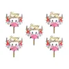 Suprimentos festivos 5x toppers de bolo pastoral, lembranças para festa, decorações coloridas elegantes, sobremesas acrílicas delicadas, cupcake para noivado