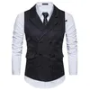 Herrenwesten, Anzugweste, gestreift, zweireihig, Slim-Fit, Herrenkleid, elegante Anzüge für Männer, männliche formelle Gilet-Weste