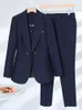 Ternos femininos Blazers Blazers Mulheres Colete Blazer formal e terno de calça Autumn Winter Navy Pink Damas de damas