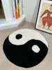 Tapetes Lakea Yin e Yang Símbolo Fluffy Circle Soft Tapete Preto Branco Tapete Digital para Quarto com Característica Chinesa 231124