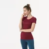 LLU Yoga Top T-shirt z krótkim rękawem Sportowa koszula Pullover Damskie naciągnięte na dzianiny Szybki suchy, luźne oddychające oddychające wypoczynek