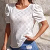 Chemisiers pour femmes à manches courtes col rond femmes élégant décontracté grande taille en mousseline de soie à volants Blouse fille vêtements