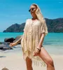 Women's Swimwear Women Fashion Dress Beach Sundress Long For Pareo 2023 Knit Sexy Hollow Out Fringe Bikini Print Polyester Covered Summer