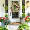 Decorative Flowers Colorful Spring Summer Wreath Farmhouse Outdoor Cottage Artificial Garland Decor Front Door Wall Garden Wedding