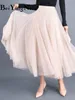 Robes Beiyingni adulte Tulle Jupe femmes maille taille haute Vintage luxe coréen décontracté Tutu jupes élégantes longues jupes Jupe Femme Faldas