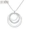 Pendant Necklaces DOTEFFIL 925 Sterling Silver 18 Inches Three Circle Pendant Chain Frosted Necklace For Women Fashion Wedding Party Charm Jewelry 230426