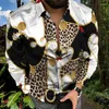 Camicie casual da uomo Abbigliamento da uomo Camicia a maniche lunghe Stampa leopardata Moda per uomo Abbottonatura Polo Risvolto Top 2023