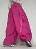 Pantalon femme Capris Weekeep Pantalon cargo surdimensionné Pantalon de survêtement d'été Lace Up Ribbon Low Rise Chic Pink Capris Casual Streetwear Womens Pants 230425
