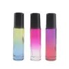 Color gradient 10 ml Glass Essential Oils Roll-on Bottles with Stainless Steel Roller Balls and Black Plastic Caps Roll on Bottles Qseru