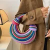 Duffel Bags 2023 European And American Fashion Candy Color Handheld Women's Personalized Noodle Woven Bag