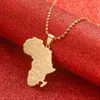 Catene Mappa africana Pendenti Collane Per uomo Ragazza Donna Gioielli patriottici color oro