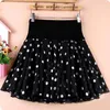 Saias saia feminina Summer Elastic de chiffon polka Dot Tutu Pants Anti-Voyeur Cintura alta A-line Tule Women