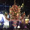 펜던트 램프 꽃 식물 크리스탈 체인 샹들리에 바 냄비 식당 클리어 중공 장식 로맨틱 라이트