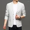 Abiti da uomo Minglu Blazer da uomo tinta unita Primavera Autunno Blazer monopetto da uomo Giacche da uomo casual da uomo di alta qualità slim fit