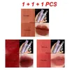 Lip Gloss 1-4 PCS Hidratante Bonito Urso Batom Cosméticos Lama Suave Suave Tint Vermelho Feminino Maquiagem Veludo Fosco