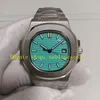 5 -stijl met doos automatische horloges echte foto heren wit zwart blauw groen 40 mm roestvrijstalen armband Asia Cal.324 Mechanische transparante rug sportjurk horloge