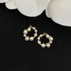 Boucles d'oreilles en perles de créateur de luxe, boucles d'oreilles à tige unique, motif géométrique accroché, femmes célèbres, strass en cristal, bijoux de fête de mariage, livraison directe