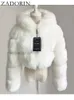 Женские меховые укороченные пальто и куртки из искусственного меха ZADORIN, высококачественные пушистые укороченные пальто и куртки из искусственного меха, женское пушистое верхнее пальто с зимней меховой курткой с капюшоном manteau femme 231124