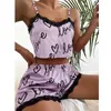 Dames slaapkleding 2 stks vrouwen shorts pyjama's set nachthemd pak naadloze kanten loungewear slaapkleding camisoles sexy liefde brief dames lingerie sets