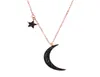 Collier pendentif étoile et lune en acier inoxydable, plaqué or 14 carats, Zircon noir, bijoux pour femmes, Girl039s, cadeau 3821808