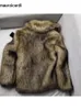 Fourrure pour hommes Faux Mauroicardi hiver court épais chaud poilu Shaggy raton laveur manteau hommes à manches longues de haute qualité luxe moelleux veste 2023 231124