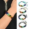 Filo 7 Chakra Perline Bracciale di roccia lavica 8mm Doppio strato Fila regolabile unisex Yoga Pietra Braccialetti di guarigione energetica Regalo di gioielli