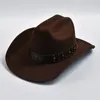 Berets Men's Western Women Cowboy Hat For Gentleman Lady Cowgirl Jazz Vintage Wide Brim Felt Fedora Sombrero Hombre