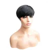 Pixie Cut Wig Bob Lace Front Short Straight Blunt Human Hair Wigs With Full Bangs Pre Plucked 13x4 för kvinnor 150%