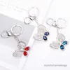 4st Keychains Red Blue Big Rhinestone Butterfly Keychain Söt Fashion Crystal Charm Pendant Handväska Tillbehör Nyckelring