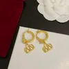 Orecchini a bottone placcati oro 18k Orecchino a 3 colori Orecchini a cerchio con alfabeto Amante perno regalo per feste Gioielli perno in argento Orecchini squisiti per donna Orecchini a cerchio a cerchio set regalo 1