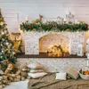 Décorations de jardin Couronnes de Noël avec pommes de pin et baies rouges, guirlande artificielle pour cheminées, escaliers, porte d'entrée, décoration de l'année 231124