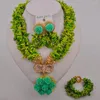 Halsband örhängen set kostym nigeriansk brud afrikanska korallpärlor smycken