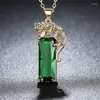 Pendant Necklaces Fashion Trend Green Gem Women And Man Gift Leopard Necklace Cubic Zirconia Chain Jewelry Accessories For Unisex