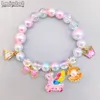 Braccialetti con perline colorate per ragazze, simpatico cartone animato, frutta, fiore, cuore, ciondolo, braccialetto con ciondoli, gioielli per feste, regalo di compleanno per bambini